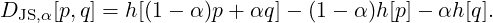 DJS,α[p,q] = h[(1- α)p + αq]- (1 - α)h[p]- αh[q].
